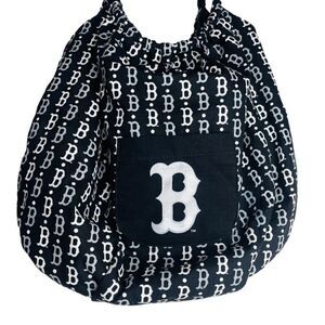 MLB Womens Black Boston Red Sox Logo Printed Purse Handbag One Size